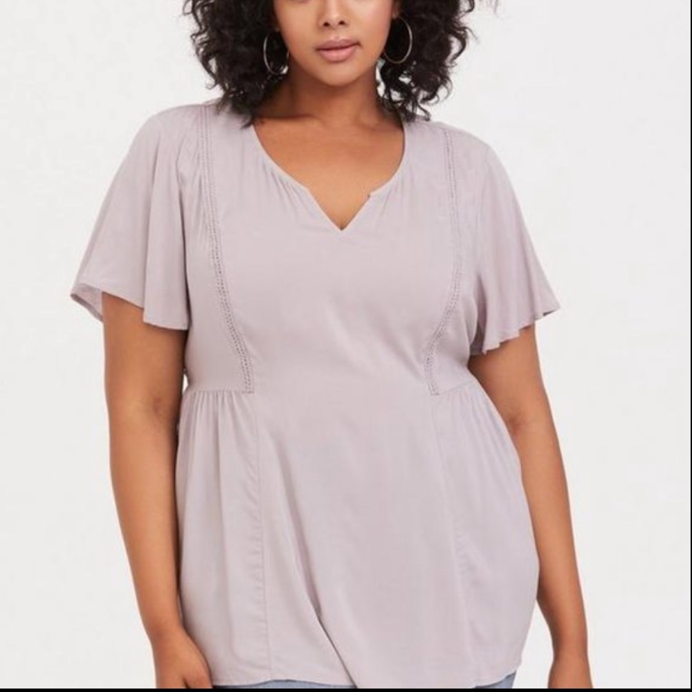 NWT | Torrid | Lilac Purple Crochet Challis Blouse | Size 2X